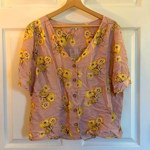 Pink and Yellow Floral Madewell Top